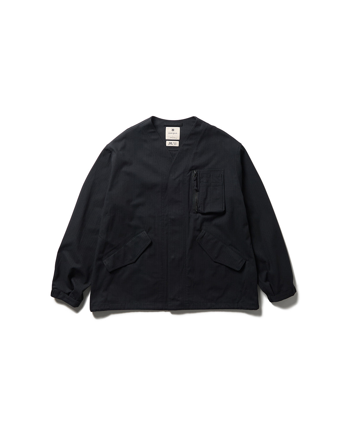 TAKIBI Herringbone Collarless Jacket