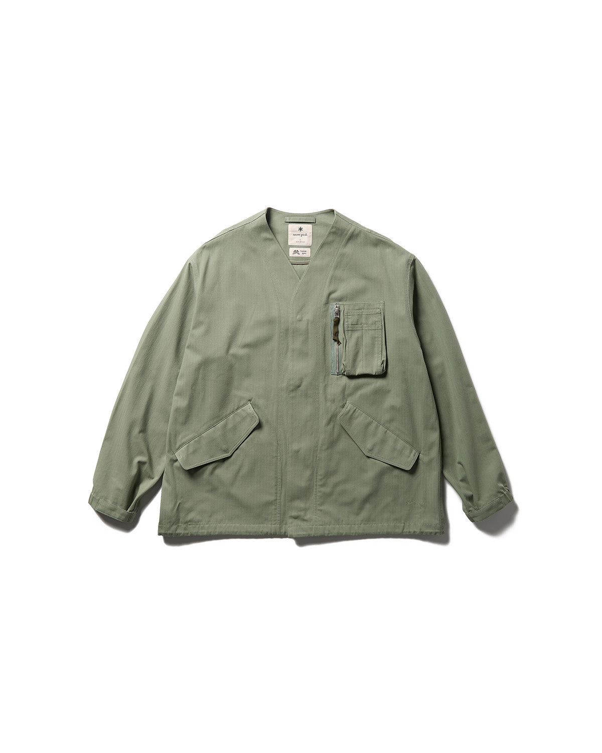 TAKIBI Herringbone Collarless Jacket