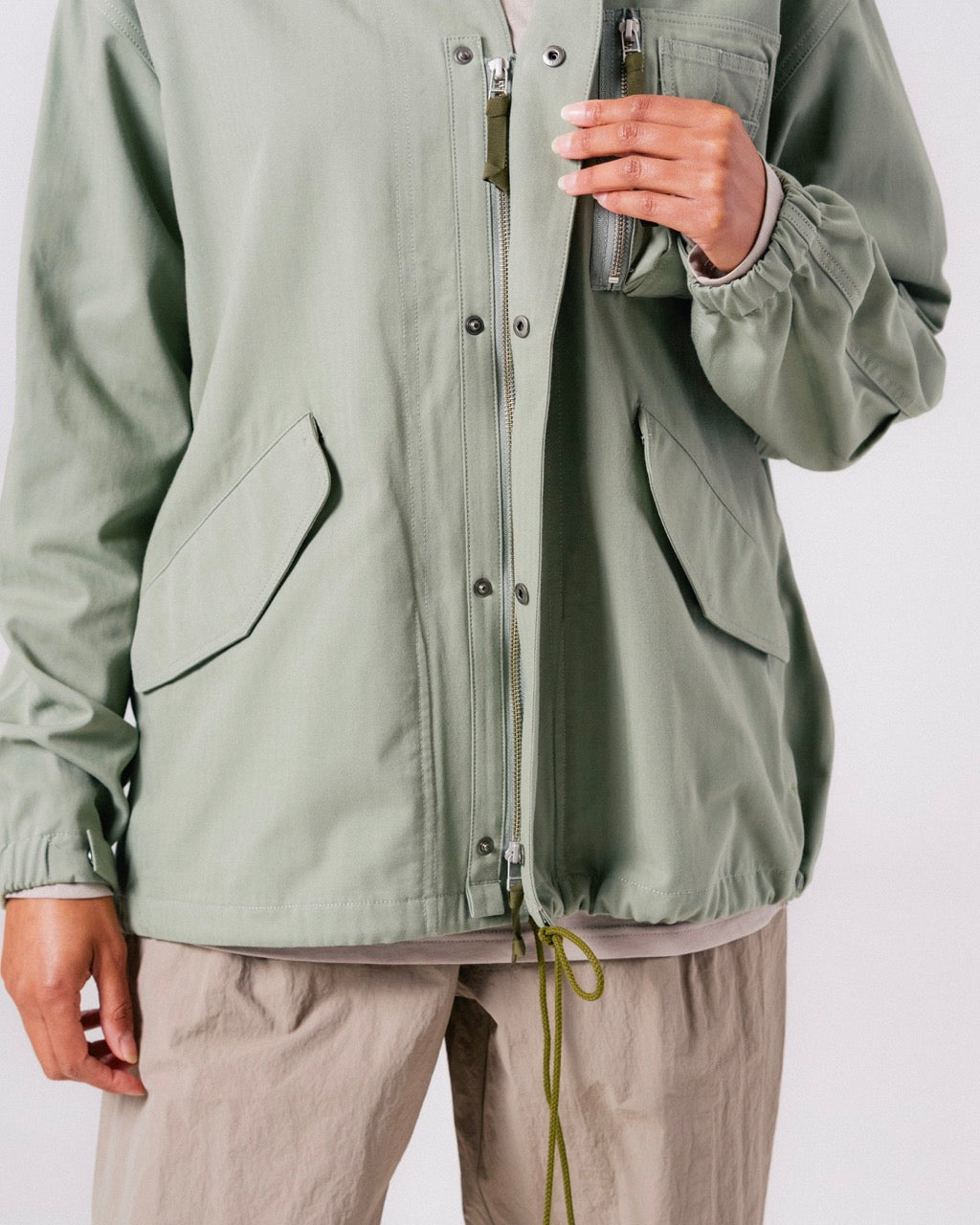 TAKIBI Herringbone Collarless Jacket