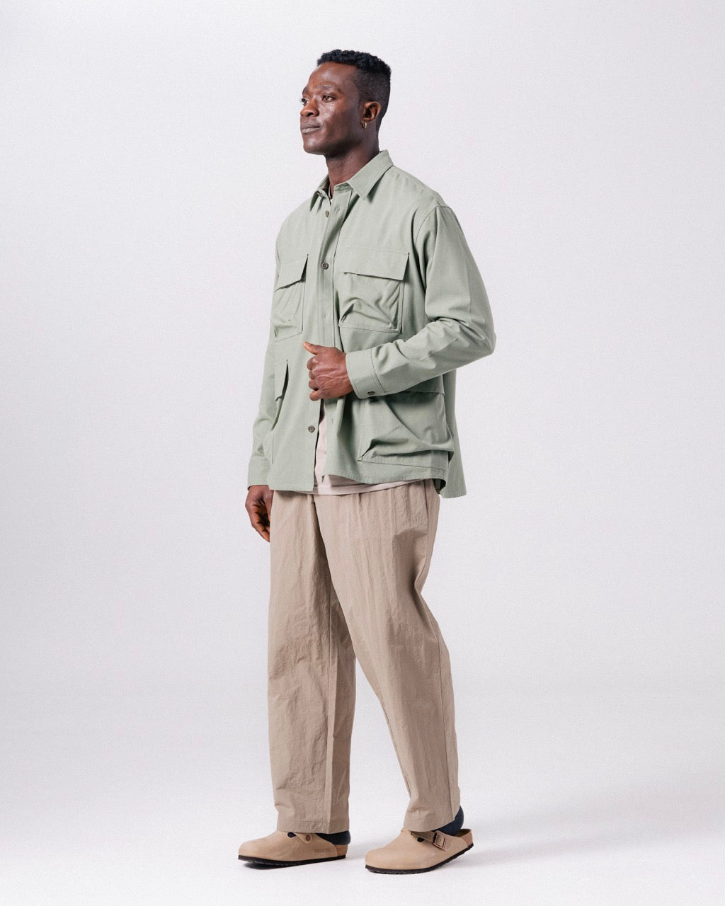 TAKIBI Herringbone Shirt Jacket