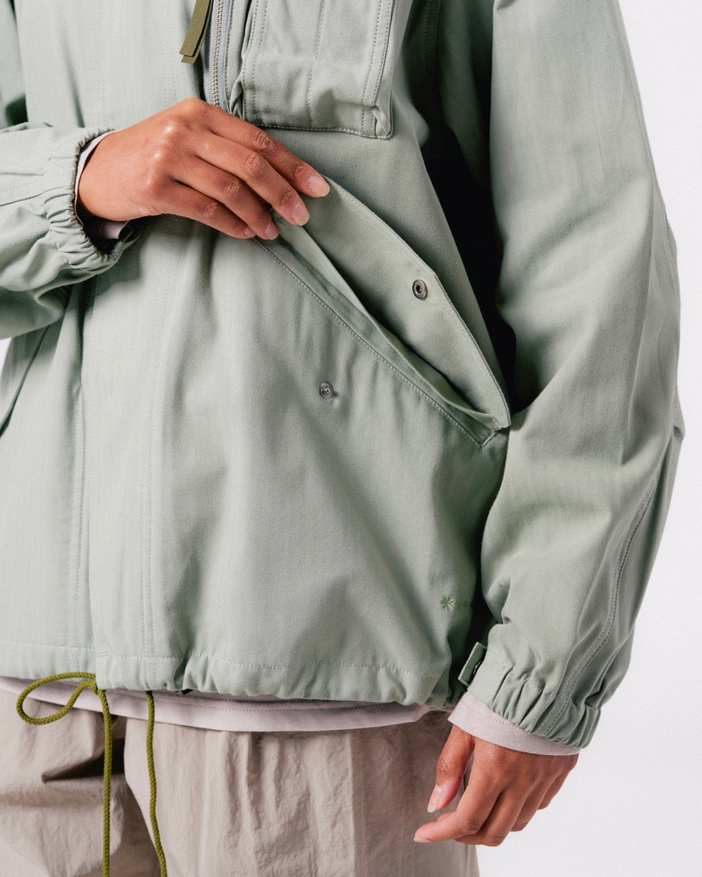 TAKIBI Herringbone Collarless Jacket